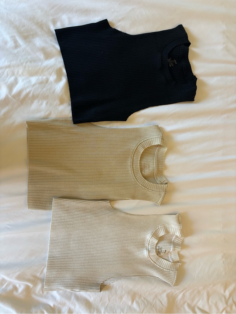 3 pack of aerie tank tops - Black, Beige, white